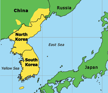 Korea, North, South, Japan, map, East Sea, China
