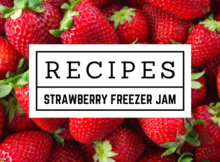 STRAWBERRY FREEZER JAM, RECIPE, STRAWBERRY, JELLY, SIMPLE, YUMMY