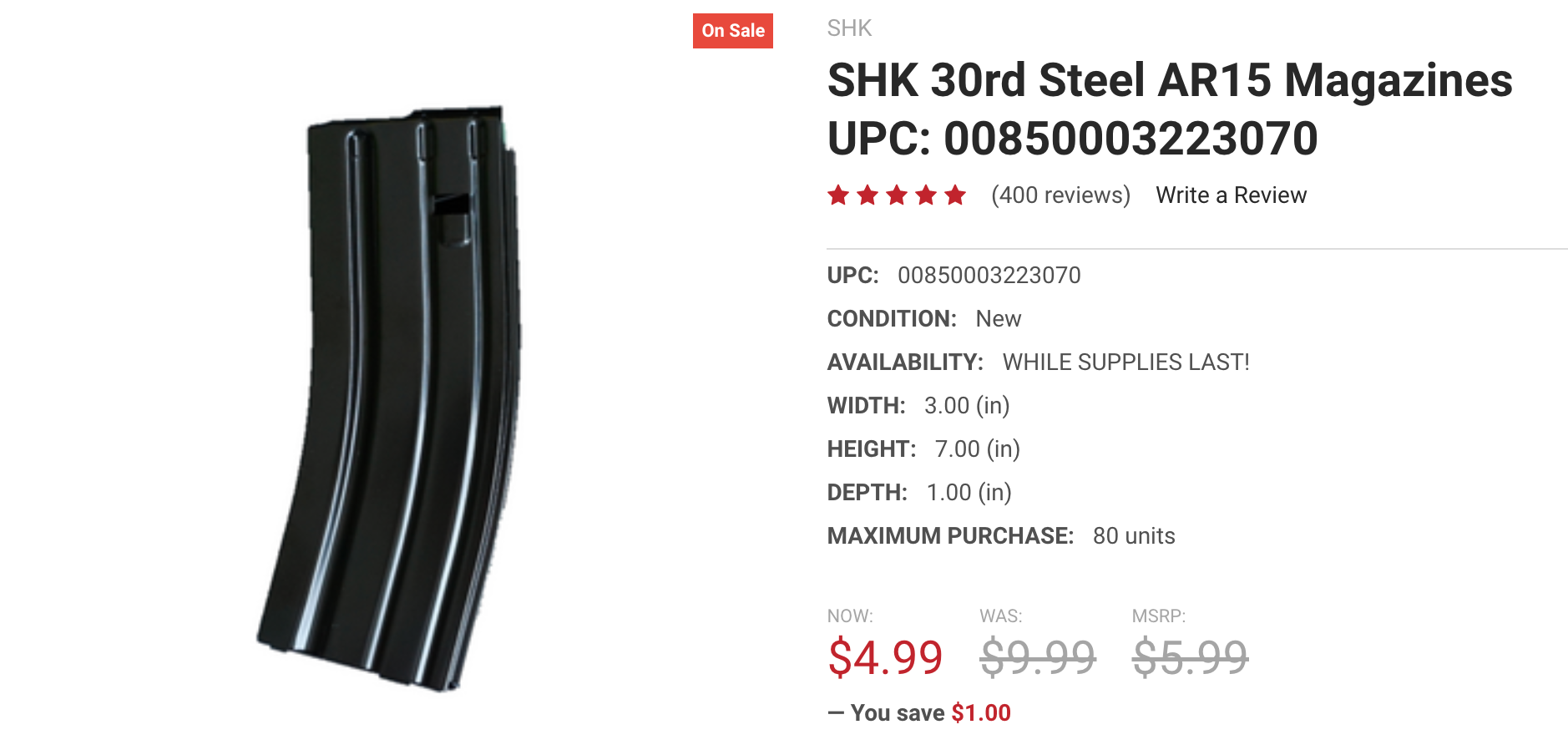 SHK magazine, AR-15, magazine, aluminum AR, tactical, magazine deal, stock up, prepper, preparedness, shtf, 