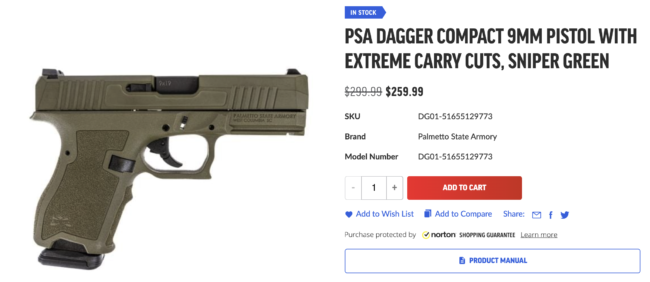 Dagger, PSA Dagger, deal, sale, best price, handgun, gun, self defense, OD green, sniper green