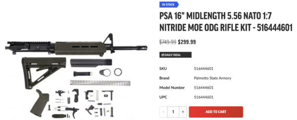 PSA, complete upper kit, upper, Palmetto State Armory, deal, special, best price, AR-15