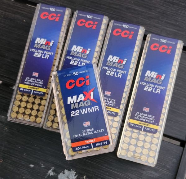 CCI minimags, CCI Maximags, 22, .22LR, .22WMR, rimfire ammunition, CCI, stocking up, prepper, shtf
