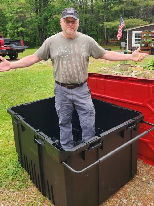 giant Home Depot tote, storage, preparedness, survival, supplies, homestead,